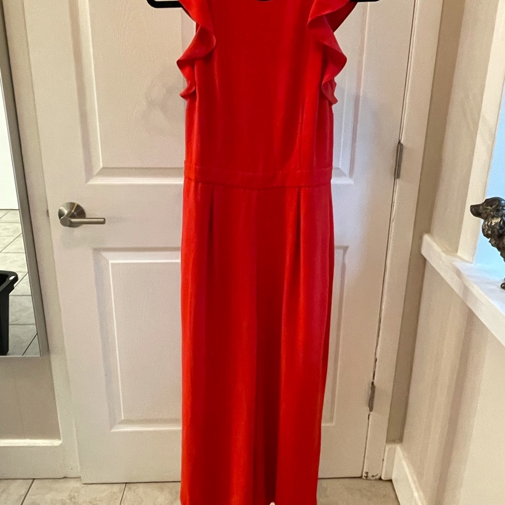Red Jcrew Pantsuit/Jumpsuit With Flutter Sleeves. - image 5